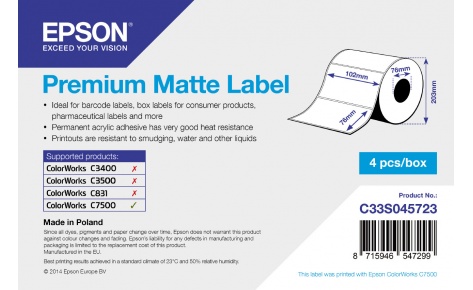 Premium Matte Label   ,  :102x 76, 1570  (C33S045723)