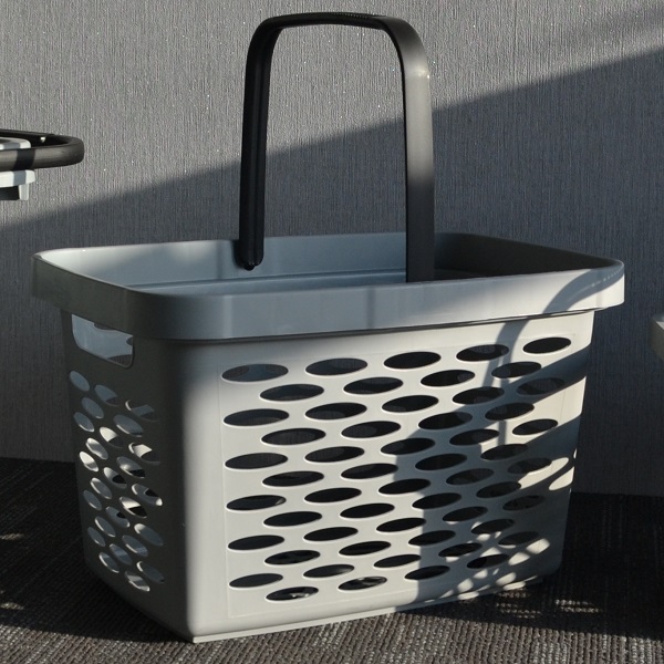 Корзина покупательская пластиковая Серая 27л, 1 скл. ручка (Серый/ Темно-серый)