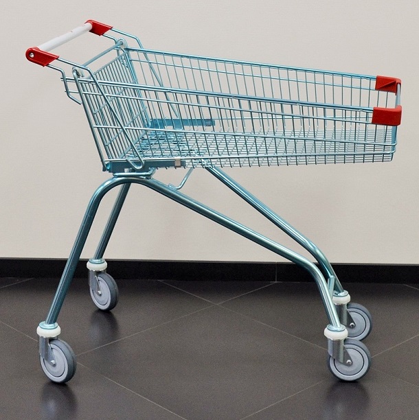 Тележка для покупателя 70 литров Оцинкованная сталь Разные цвета