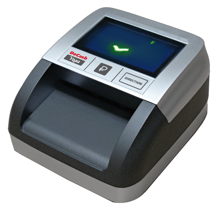 Автоматический детектор банкнот DoCash Vega (без АКБ) все ориентации, >100 банкнот/мин, светодиодный дисплей с пиктограммами типа «да/нет», распознает купюры в 200 и 2000 рублей