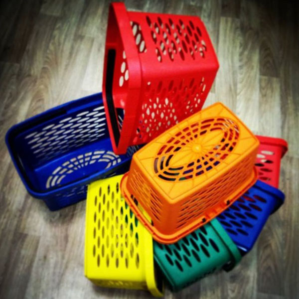 Корзина покупательская Серая пластиковая 20л, 2 скл. ручки