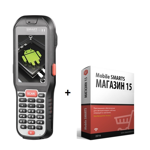 Комплект АТОЛ SMART-DROID «Магазин 15, МИНИМУМ» (WLAN, 1D, Android 4.4, Mobile SMARTS: Магазин 15, МИНИМУМ OEM)