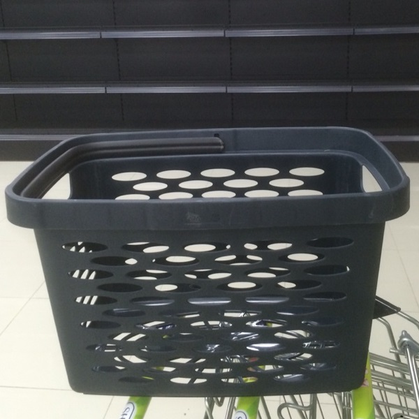 Корзина покупательская пластиковая Серая 27л, 1 скл. ручка (Серый/ Темно-серый)