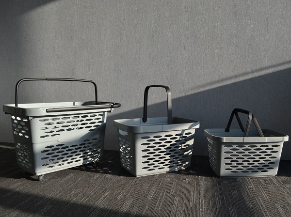 Корзина покупательская Серая пластиковая 20л, 2 скл. ручки