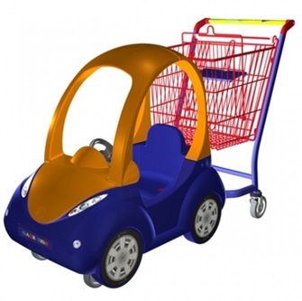 Детская тележка для супермаркета Автомобиль 90 л (колеса траволаторные)