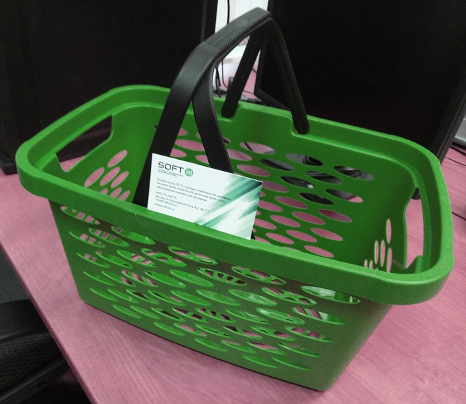 Корзина покупательская пластиковая 20 л, 2 скл. ручки Зеленая