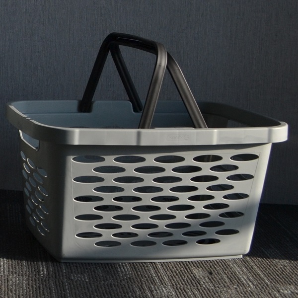 Корзина покупательская Серая пластиковая 20л, 2 скл. ручки