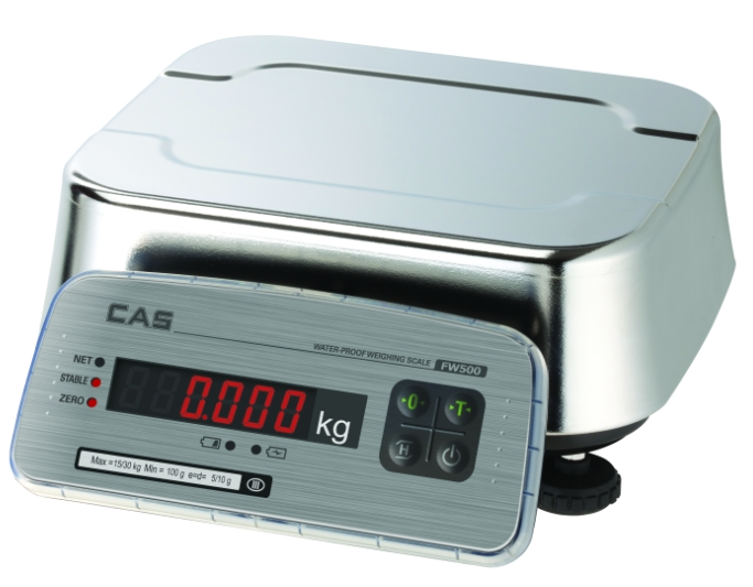 Весы продуктовые CAS FW500-06E/ 15E/ 30E влагостойкие (IP69), светодиодн.диспл, нерж. платф.и корпус (CAS FW500 6E, CAS FW500 15E, CAS FW500 30E)  