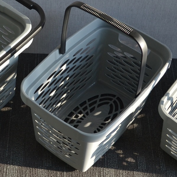 Корзина покупательская пластиковая Серая 27л, 1 скл. ручка (Серый/ Темно-серый)