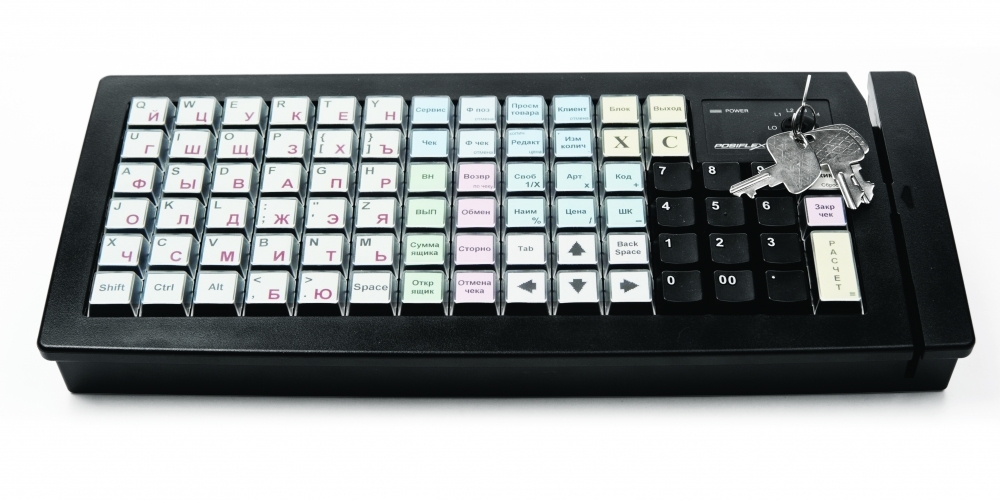 Программируемая клавиатура Posiflex КВ-6600B черная с ридером магнитных карт на 1-3 дорожки (KBW, 84 клавиши, 21 976)