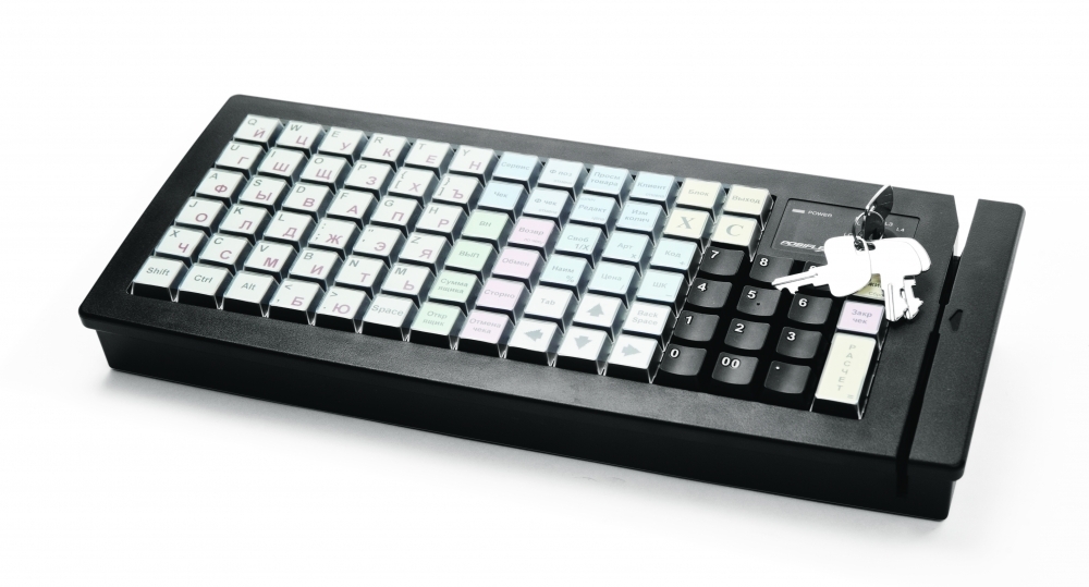 Программируемая клавиатура Posiflex КВ-6600B черная с ридером магнитных карт на 1-3 дорожки (KBW, 84 клавиши, 21 976)